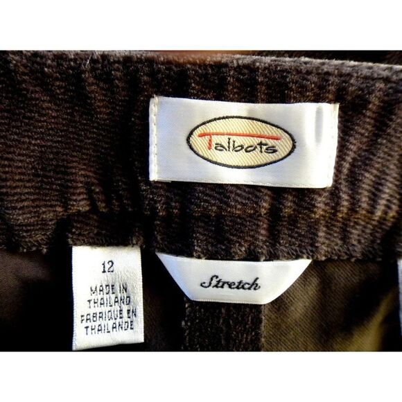 Talbots Brushed Cotton Corduroy Pants HeavyWeight Bark Brown Pockets Sz 12 - Picture 4 of 6